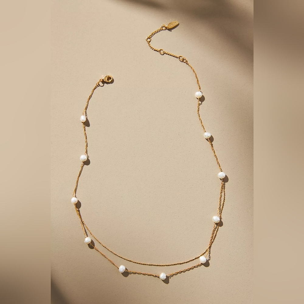 Anthropologie Pearl Station Necklace